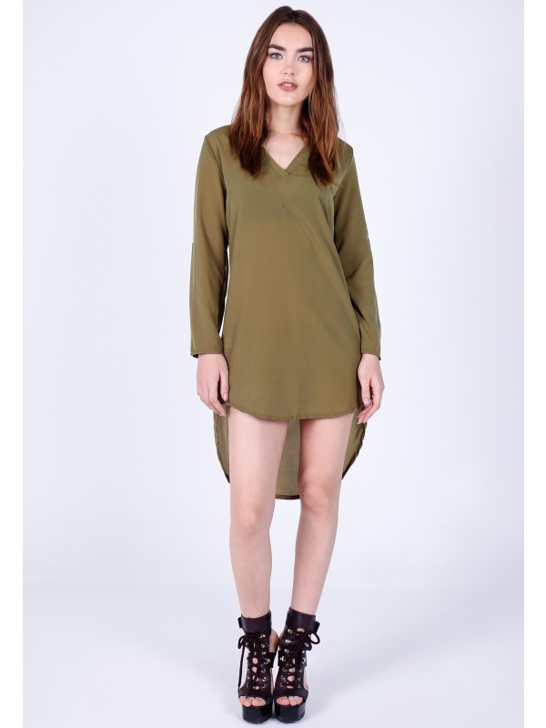 INFLUENCE ASYMETRIC DRESS GREEN